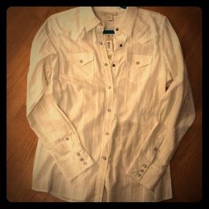 Ariat white bling button up top sz Med